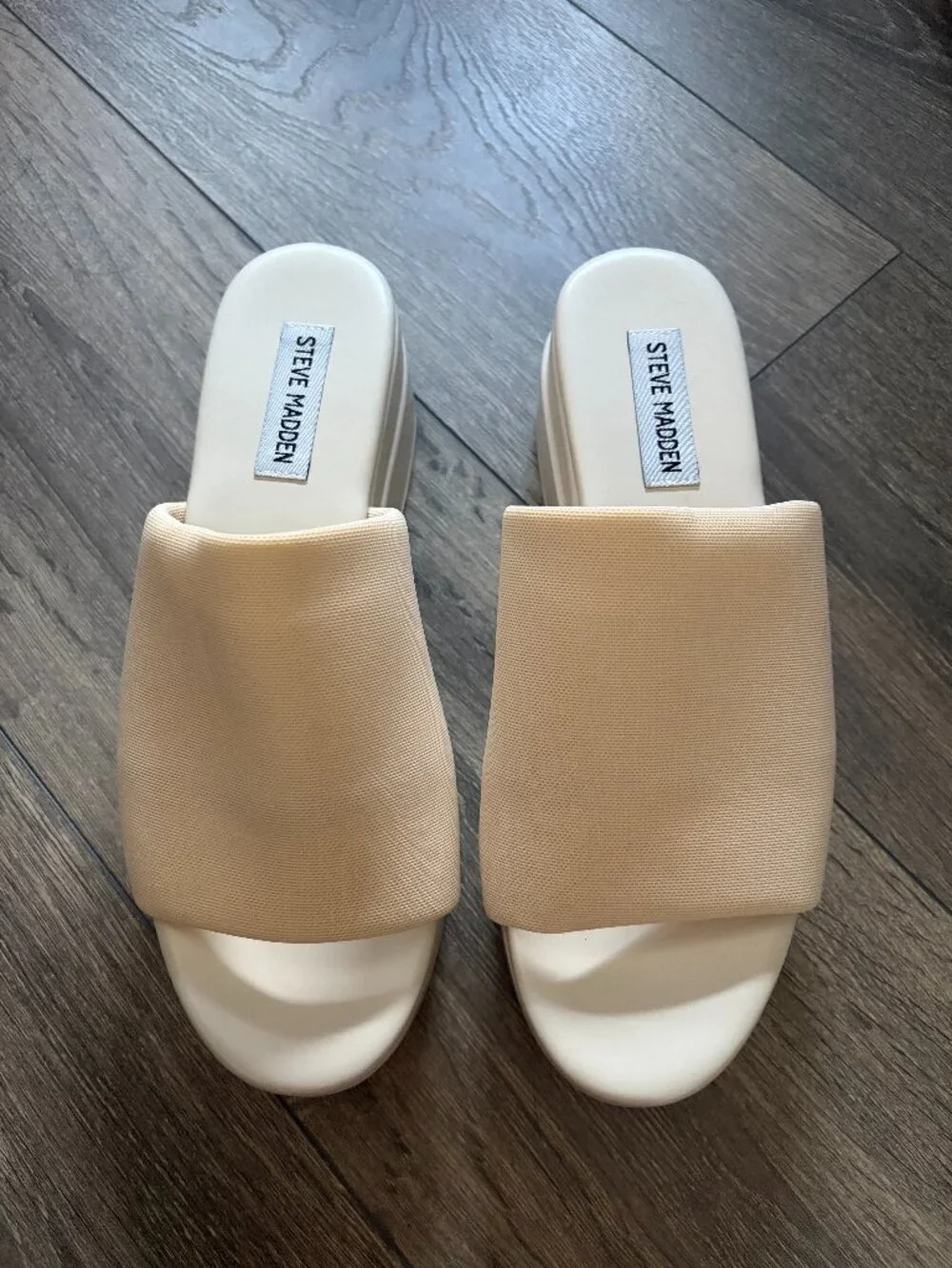 NWOT Steve Madden Slinky Platform Slide Sandals | Natural - Picture 2 of 4